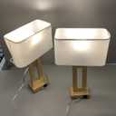 Seealle Bedroom Table Lamps Set of 2 - Touch Bedside Lamps with USB C+A, 3 Way Dimmable Gold Lamp for Nightstand, Modern Night Stands Lamps for Living Room End Tables Desk Bed Side Study Room(16.4n) (Medium(16.4in))