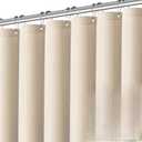 PANGSINNE Beige Fabric Shower Curtain - Waffle Textured Heavy Duty Shower Curtains for Bathroom, 256GSM Hotel Spa Luxury Weighted Bath Curtain with 12 Hooks, 72x80, Beige