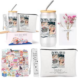 Book Lovers Gifts for Women, Bookish Gifts for Readers, Gift for Book Lovers Women, Gift for Readers, BookClub, Librarian, Bookworm, Reading Accessories, with 16oz Glass Cup, #4