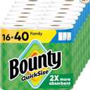 Bounty Paper Towels Quick Size, White, 16 Family Rolls = 40 Regular Rolls
