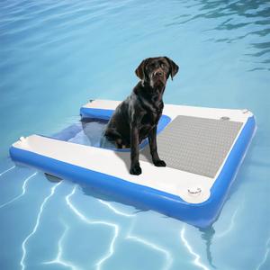 Inflatable Water Ramp for Dogs 60" L x 40" W - Durable, Puncture-Resistant Surface Ensures Safe and Easy Access to Water for Dogs Up to 230 Pounds, Perfect for Pools, Lakes, and Beaches