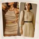 Women's Leather Belt for Jeans, Dress, Pants & Formal Outfits, Ladies Trendy Reversible Design Belt with Gold Buckle