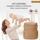 CEI-CEI Neoprene Diaper bag Backpack Waterproof Baby Changing Bags for Mom and Dad with Changing Pad Large Travel Maternity Tote with Insulated Pockets and Organised Compartments (Oat)