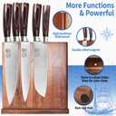 XYJ Magnetic Knife Block, Dual-Sided Strong Magnets, Acacia Wood Extra Large Stable Countertop Design, Kitchen Cutlery Display Stand without Knives