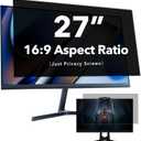 27 Inch Computer Privacy Screen for 16:9 Widescreen Monitor, Anti Glare Blue Light Filter, Anti-Scratch Computer Monitor Privacy Shield, Removable Privacy Screen Protector Film