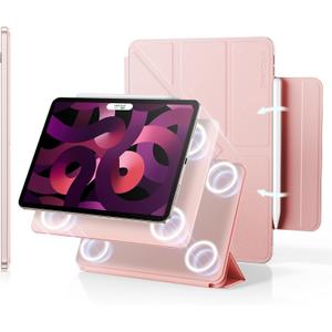 SMARTDEVIL Magnetic Case for iPad 2022/2021/2020/2018 (11"/10.9"), Lightweight Shockproof Protective Tablet Case Cover with Pencil Holder, Auto Wake/Sleep, 5 Standing Angles, Pink
