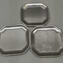 SANQIAHOME 4.7x4.7 inch square Appetizer Plates, thick stainless steel Dinner Plates, Pasta Dessert Plates for Sushi, Fruit oven,  Dishwasher Safe, Set of 4, Silver