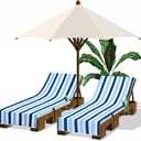 Fumete 2 Pack Lounge Chair Covers 30 x 85 Inch Pool Chaise Lounge Towels Microfiber Beach Chair Towel Portable Striped Outdoor Patio Furniture Cover for Sunbathing Picnic Spa(Blue and Dark Blue)