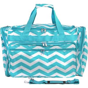 World Traveler Chevron 22" Carry-On Duffel Bag  Lightweight Polyester with Adjustable Shoulder Strap (Blue White Chevron)