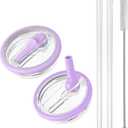2 Pack 40 oz Tumbler Flip Straw Lid Replacement fit for HydroJug, Spill Proof Splash Resistant Tumbler Lids,Reusable Leak Proof Tumbler Cover for Cup Accessories (Purple)
