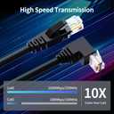 90 Degree Cat 6 Ethernet Cable DOWNWARD Angle 10FT RJ45 Network Patch Cord Down/Up/Right/Left Angle LAN Connection Cable for Router, Modem, PC, Computer, Laptop, and Smart TV, Black