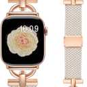 Wearlizer Braided Magnetic Band Compatible with Apple Watch Bands 42/46/38/40/41/44/45/49mm Women Men, Designer D-Shape Stretchy Elastic Nylon Strap for iWatch Series 11 10 9 8 7 6 5 4 SE/Ultra 3 2 1