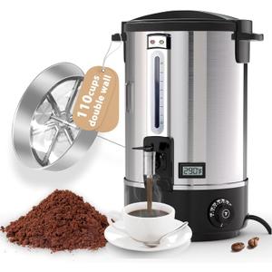 Commercial Coffee Urn,110 Cups/16.5L Stainless Steel Large Coffee Dispenser,Double Wall Electric Coffee Urn,Electric Coffee Maker Urn,Commercial Grade Percolate Coffee Maker Hot Water Urn for Catering Commercial Coffee Urn,110 Cups/16.5L Stainless Steel Large Coffee Dispenser,Double Wall Electric Coffee Urn,Electric Coffee Maker Urn,Commercial Grade Percolate Coffee Maker Hot Water Urn for Catering