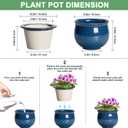 African Violet Pots, 6 Inch Ceramic Easy Self Watering Pots for Indoor Plant, Round Self Watering Planter with Absorbent Inner Pot, Ceramic Flower Pot, Room Decor, Plant Lover Gift, Retro Blue