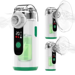 Hand-held Nebulizer for Respiratory System, Portable Nebulizer with Self-Clean Mode, Rechargeable Nebulizer for Home Office Travel (Turquoise)