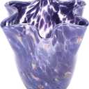 MEANT2TOBE Bud Vases - Hand Blown Glass Short Vase - 6.7x6.7x6.7-Inch Glass Vase with Irregular Neck Design Blown Glass Decor - Green Vase with Flat Bottom for Floral Arrangements (Purple)