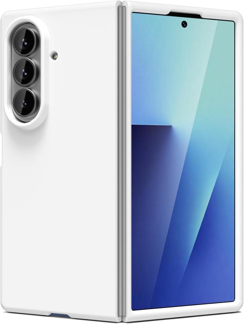 oakxco for Samsung Galaxy Z Fold 7 Phone Case Liquid Silicone, Cute Thin Slim Grip Soft Rubber Gel for Women Men, Smooth Matte TPU Plain Solid Color Girly Case with Camera Cover Protection, White