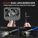 NIDAGE Dual Lens Borescope Inspection Camera 1920P HD Endoscope Camera with Light Waterproof Industrial Endoscope 11.5FT Flexible Snake Cam with 4.3'' IPS Screen, Mechanic Scope Cam Gift for Men
