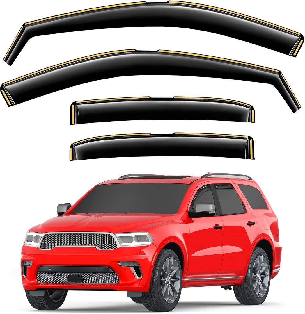 in-Channel Window Rain Guards Fit for Dodge Durango 2011-2026 Extra Durable Window Visors Window Deflectors Vent Visors Vent Shades Car Accessories-4 pcs 2-Q15