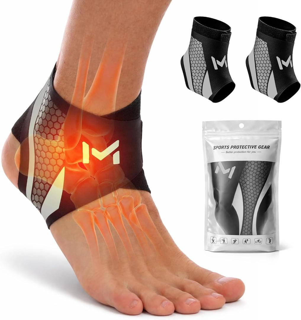 2 Pack Ankle Brace Compression Support for Men Women, Adjustable Lace-Up Ankle Stabilizer with Straps, Breathable Support for Running, Basketball, Gym, Sprained Ankle & Daily Use