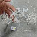 JEAIRTS Light Up Rhinestone Butterfly Headband Sparkly Flower Pearl Wedding Fairy Headpiece Led Costume Hair Accessories for Women, Free Size, 1-silver