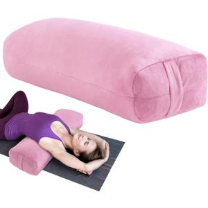 MABOZOO Yoga Bolster Pillow, Rectangular Bolster for Restorative Yoga & Meditation, Professional Meditation Cushion with Carry Handle, 27"X10"X6"