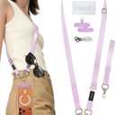 VVAAGG Cell Phone Lanyard for iPhone: Adjustable Phone Strap Crossbody Neck and Wrist Strap Anti-Theft Lanyard Travel Essential Compatible for iPhone Android Smartphones Purple