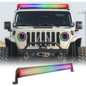 RGB Car Light Bar Offroad Multicolor Offroad Driving Lights for Trucks ATV Golf Cart & Boat with Remote and Wiring Harness (180W)