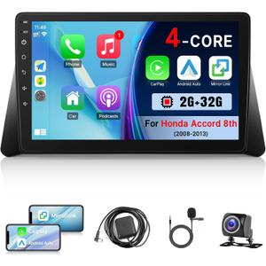 Car Radio Stereo for Honda Accord 8th 2008-2013, 10.1 Inch Android GPS Navigation Head Unit Radio Replacement with CarPlay Android Auto Multimedia Video Player with Backup Camera - 2+32GB
