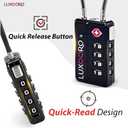 Tool-Less TSA Approved Luggage Lock with Alert Indicator, 4-Digit Resettable Combination, Durable Zinc Alloy Travel Locks for Suitcase, Backpack, Toolbox, Locker, Keyless  Black (4 Pack)