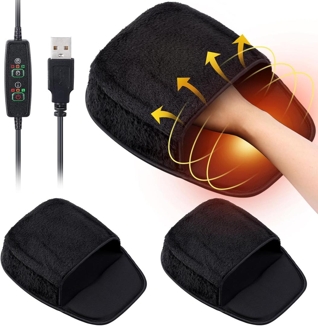 Copkim 2 Pcs USB Heated Mouse Pad Hand Warmer 3 Temperatures Time Limits Mouse Pad Mat with Wrist Rest Controller Included Gaming Mousepad Desk Accessories for PC User Gift Office Home Computer Laptop