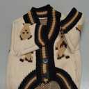 EXPAWLORER Plaid Dog Hoodie - British Style Warm Dog Sweater Shirt with Leash Hole,Pitbull Clothes Outfits,Winter Coat Apparel for All Breeds Puppy Girl Boy-Cat Apparel,Beige S-Medium