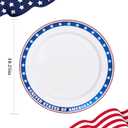 BESTVIP 50Pcs 4th of July Plastic Plates 10 Inch - Heavy Duty American Flag Patriotic Disposable Plates, Red White Blue Dinnerware for Independence Day Veterans Day BBQ party supplies