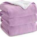 Bedsure Sherpa Fleece Blankets Queen Size for Bed - Thick and Warm, Soft Fuzzy Plush Queen Blanket for Winter, Lilac, 90x90 Inches