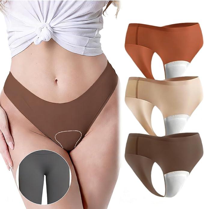 Laser Cut Seamless Workout Underwear Cotton No Show Panties Comfy No Panty Line Thongs Moisture Wicking for Women Gym XL