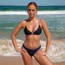 RIHOAS Women's Two Pieces Triangle Bikini Sets O Ring Linked Swimsuits Summer Beach Bathing Suit (Black, S)