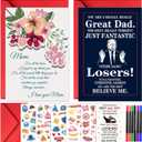 4 x TOYPOPOR Mother's Day Card, Happy Mother's Day Mom Gift, Father's Day Greeting Cards with Blank Cards, Envelopes, Stickers and Pens, Personalized Gift for Mom Dad Wife Husband from Daughter Son