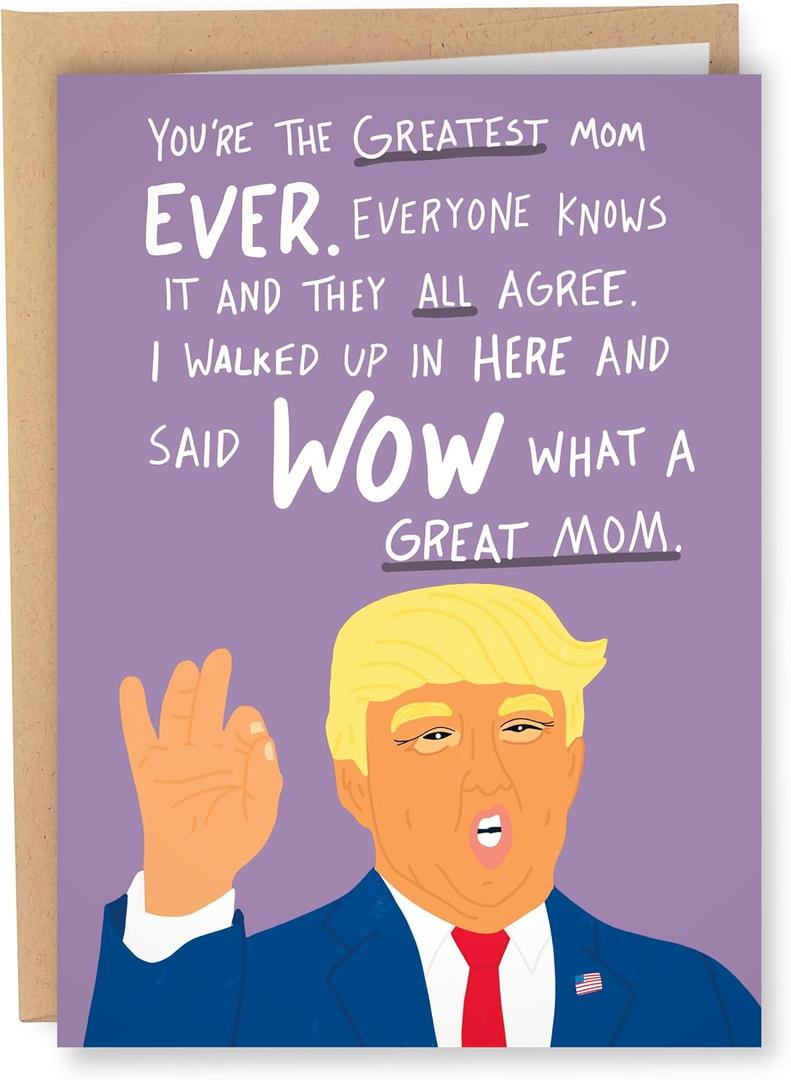 2 x Sleazy Greetings Donald Trump Funny Mother's Day Card | Funny Birthday Card For Mom | Trump Greatest Mom Ever Card