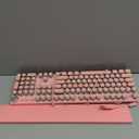 AULA F2088 Typewriter Mechanical Keyboard, Pink Retro Wired Gaming Keyboard with Blue Switches, Rainbow Backlit, Round Keycaps, Media Knob & Removable Wrist Rest