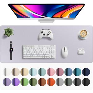 Aothia Faux Leather Desk Mat - Large Mouse Pad, Non-Slip PU Leather Blotter, Waterproof Writing Surface for Office and Home (Smoky Lavender, 42" x 17")