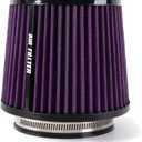 4-Inch Cold Air Intake Filter - Washable, High Performance, 3" or 3-1/2" or 4" Clamp-On Replacement Cone Air Filter Universal 3 Sizes in 1 Purple