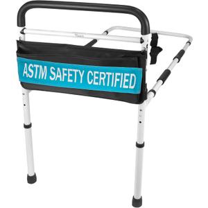 Vaunn Medical New Adjustable Bed Assist Rail Handle (Passed ASTM F318617 Safety Standard) and Hand Guard Grab Bar, Bedside Safety and Stability (Tool-Free Assembly) (Large, White)