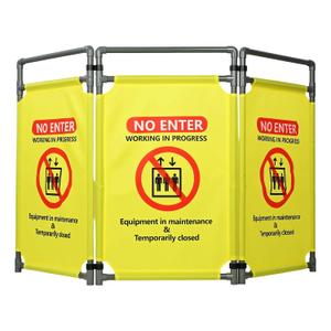 3 Panels Safety Barricade, Heavy Duty PVC Foldable Security Barrier Gate,Visibility Caution Symbol Traffic Fence with DO NOT Enter Sign, Portable Elevator Maintenance Caution for Construction