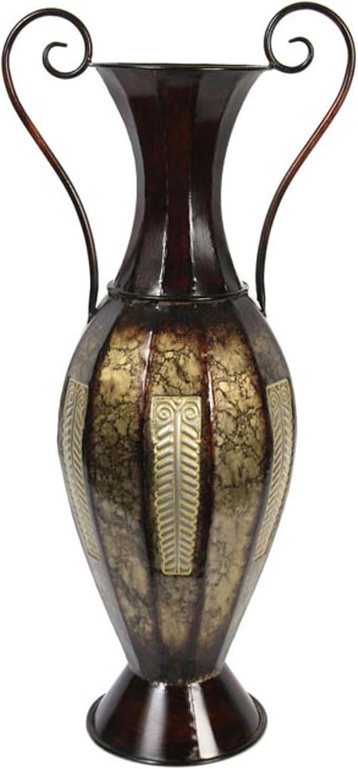 Hosley 26 Inch High Tall 2 Tone Metal Vase with Handles. Ideal Gift for Floral Arrangements Wedding Special Occasion Party Spa Meditation Votive Candle Garden Dried Floral Setting P9 (Black Brown)