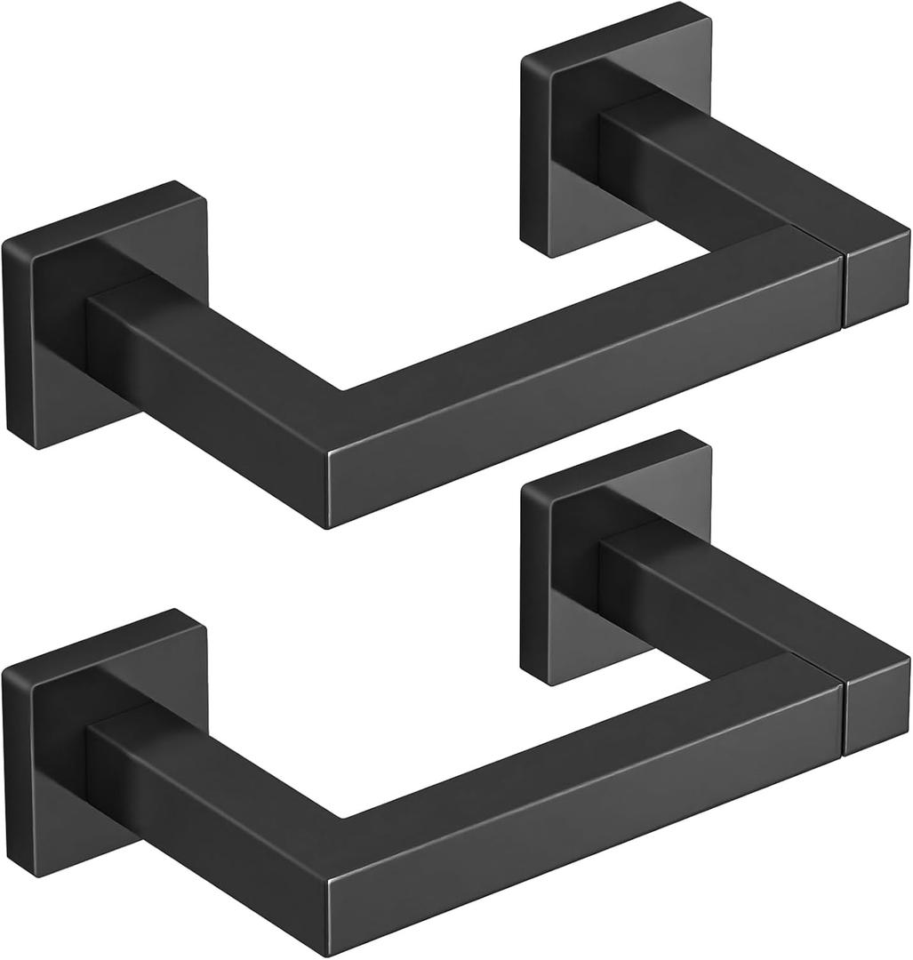 FEILERN Toilet Paper Holder, 2 Pack Wall Mounted Post Pivoting Square Tissue Holders Roll Holder Hangers for Bathroom, Commercial Toilet Paper Dispenser, Matte Black