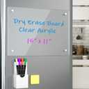 Acrylic Note Board Refrigerator Dry Erase Board Magnetic Clear 15x11 Includes 4 Dry Erase Markers
