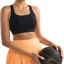 RUNNING GIRL Sports Bra for Women,Adjustable Straps Supportive High Impact Sports Bra with Sewn in Pads (Black, L)