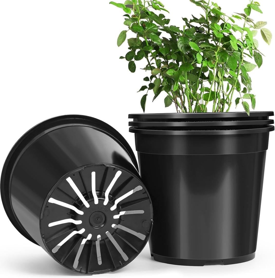 4pcs 10 Gallon Pots for Plants, 10 Gallon Plastic Nursery Pot with Drainage Holes, Planter Seedling Pots for Nursery Garden, Flowers, Succulent Outdoor Indoor (10 Gal- 4 Pack)