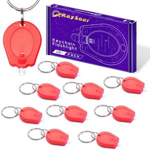 10 Pack Ultra Bright Mini LED Keychain Flashlight, Small Key Ring Flashlight, Portable LED Keychain Light for Outdoor Activities Emergency Light - Red Shell