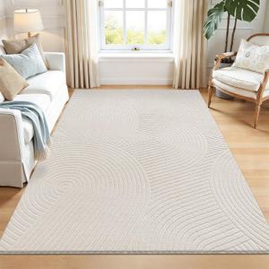 U'Artlines 5x7ft Washable Area Rug for Living Room, Beige